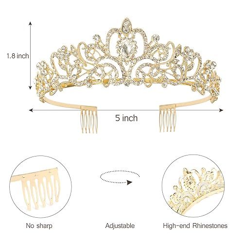 Miniatura 5 de Tiara de coronas de princesa de cumpleaños para niñas, banda de feliz cumpleaños para suministros de decoración de fiesta de princesa, regalos de