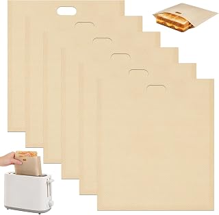 6 pieces toaster bags, 16 x 16.5cm toaster bags, toaster bags | Toaster Bag, Reusable, Heat-Resistant, For Roasted Pizza Slices Cheese Sandwiches Snacks Chicken Nuggets