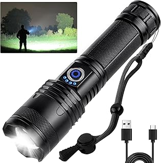 LOUIKA Rechargeable Flash Light Flashlights High Lumens, 200000 Lumens Super Bright LED Tactical Flashlight, 5 Modes IPX6 Waterproof, Powerful Handheld Flashlights for Camping Emergency Outdoor