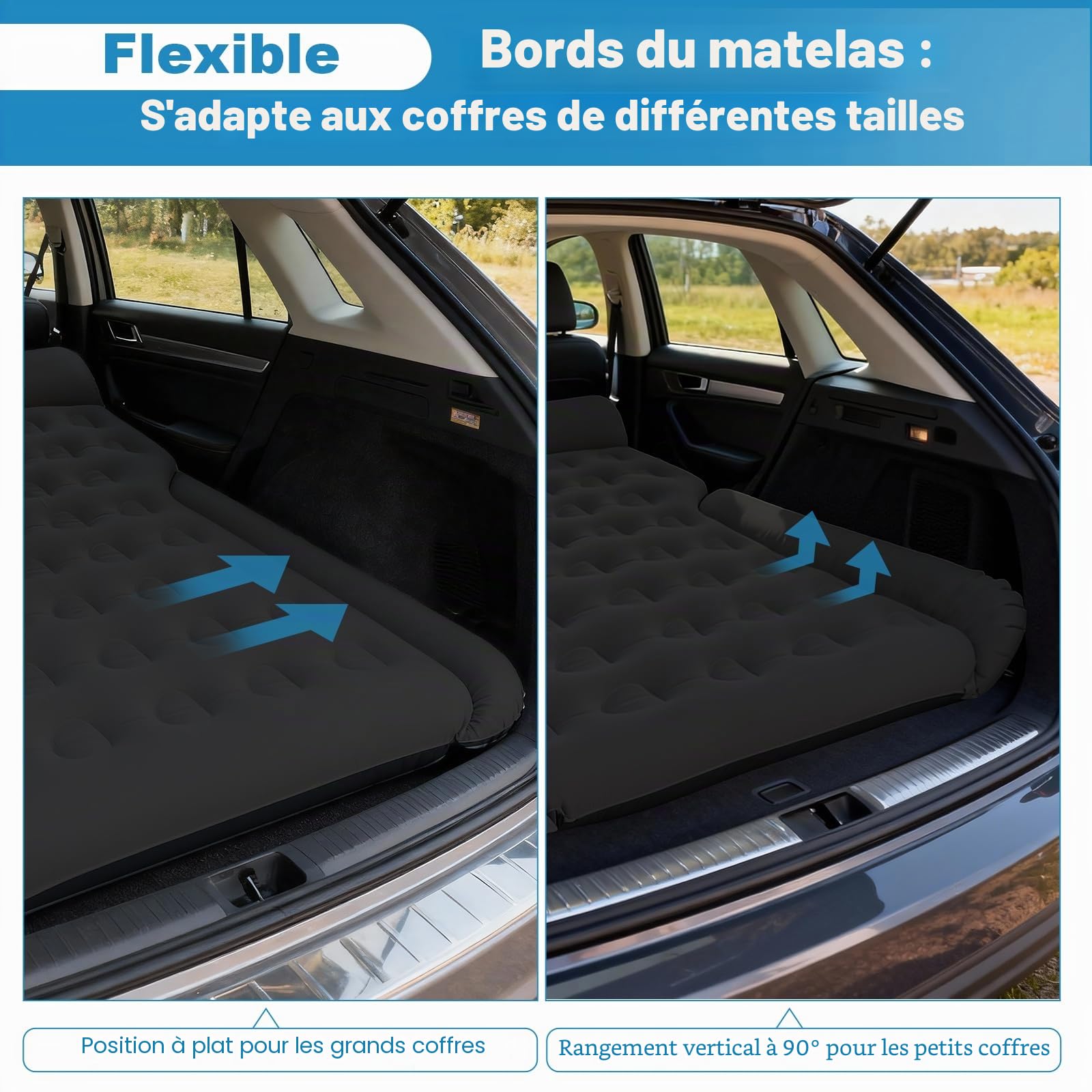 Matelas Gonflable Lit de Voiture, Matelas pneumatique SUV, Noir | le Camping et le Siège Arrière – Facile à Ranger, Idéal pour les Déplacements, pour les Voyages, Camping, activités Plein air