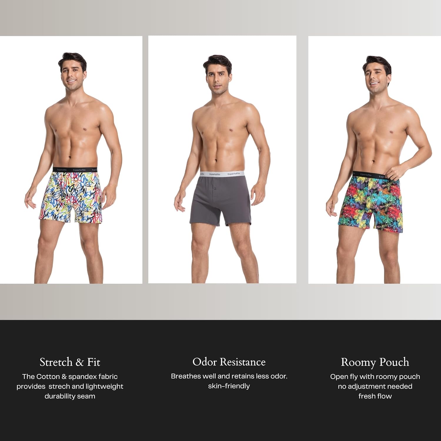 Cotton Boxers for Men Loose Fit Men's Underwear Boxer Shorts Soft Mens Boxer Pack, Breathable, Button Fly, Knit - Image 5