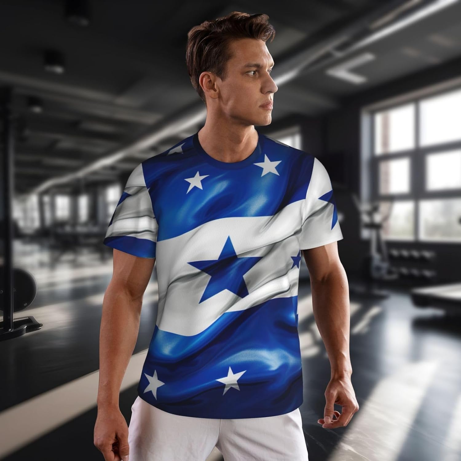 Honduras Flag Print Mens Short Sleeve Mesh T-Shirt Breathable Athletic Gym Running Casual Sports Wear