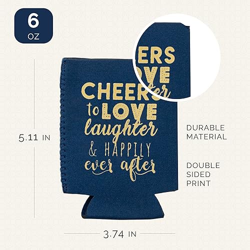 Vista 15 de Juego de 12 decoraciones para latas de boda, Cheers to Love Laughter and Happily Ever After, decoración de cena de ensayo de boda, despedidas