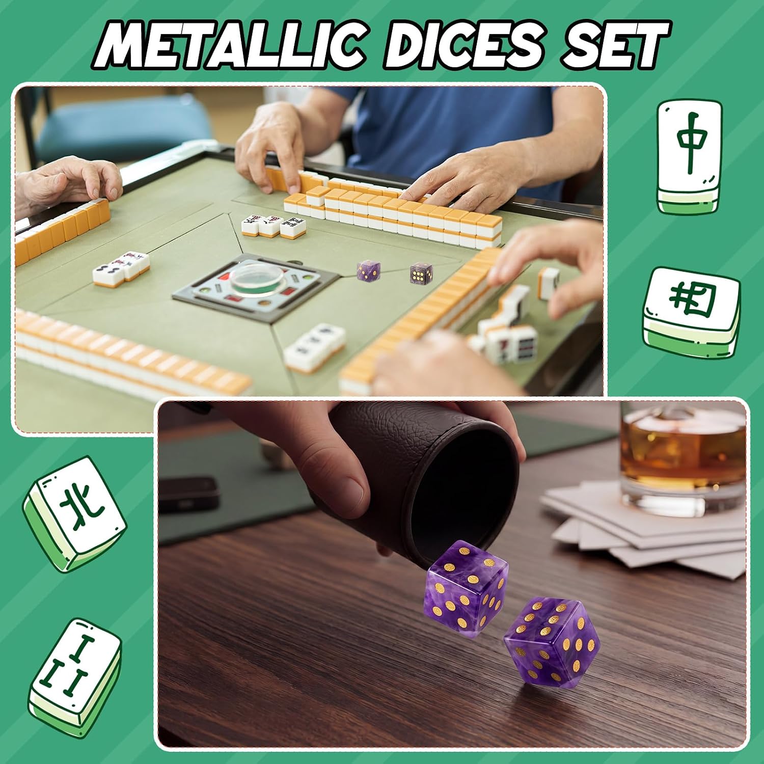 2 Pcs Mahjong Dice Crystal, Stylish, Amethyst image 4