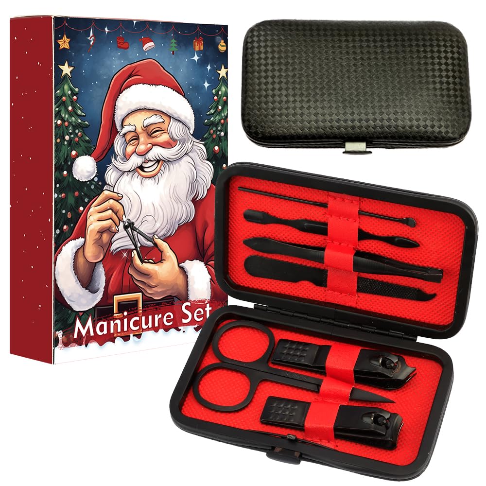 Juego de manicura, kit de manicura para hombres, divertidos rellenos de calcetines de Navidad para hombres y mujeres, regalos de Navidad para mamá, papá, marido, esposa, colegas, juego de cortaúñas