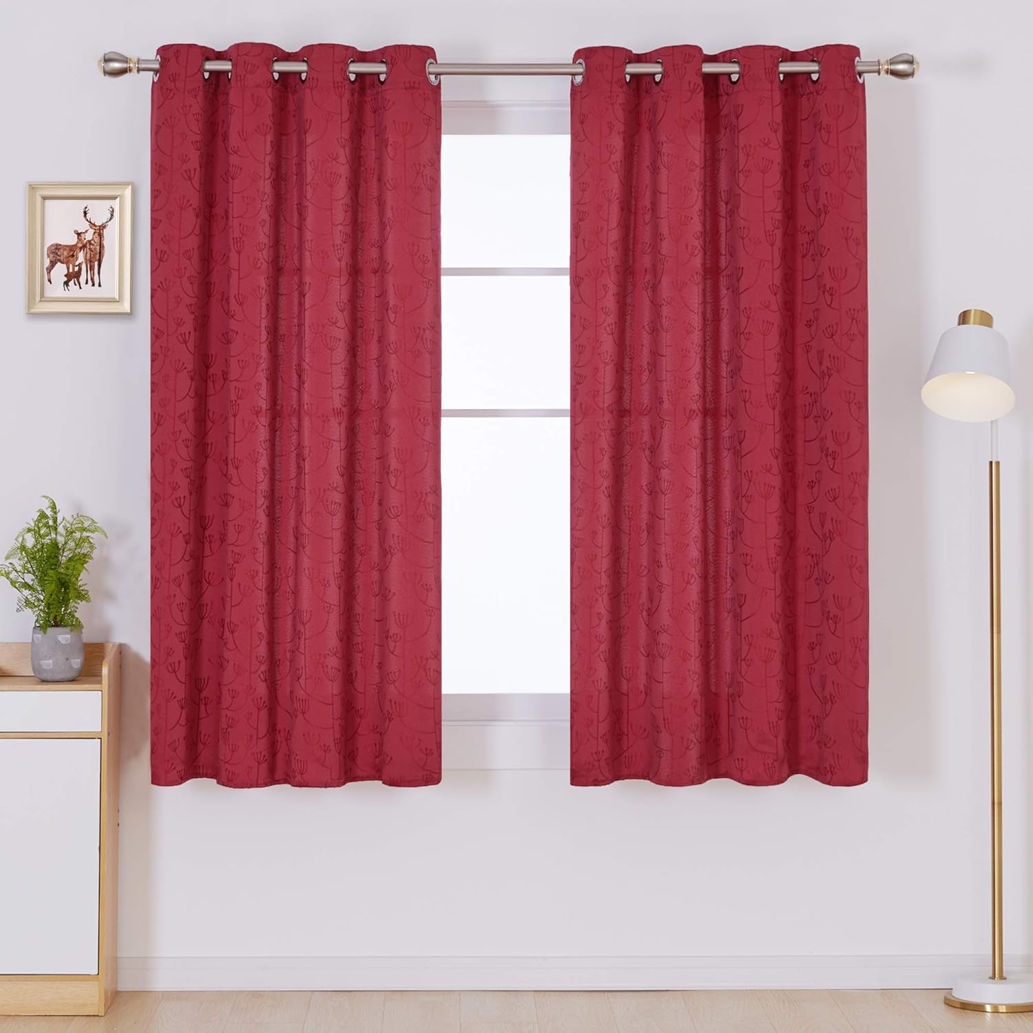 Deconovo Designer Series Curtain 63 Inch Length for Living Room Jacquard Floral