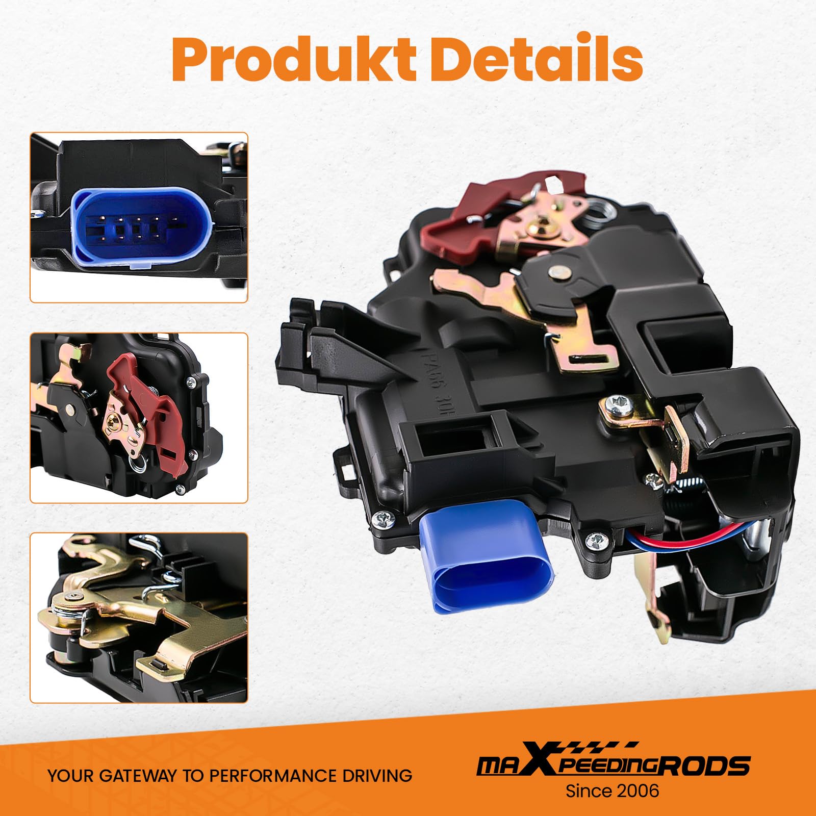 maXpeedingrods Türschloss Vorne Rechts mit Zentralverriegelung für Seat Altea Toledo III für Skoda Octavia II für VW Caddy III Golf Jetta III Phaeton Touareg Touran Hochwertig 3D1837016 3D1837015A