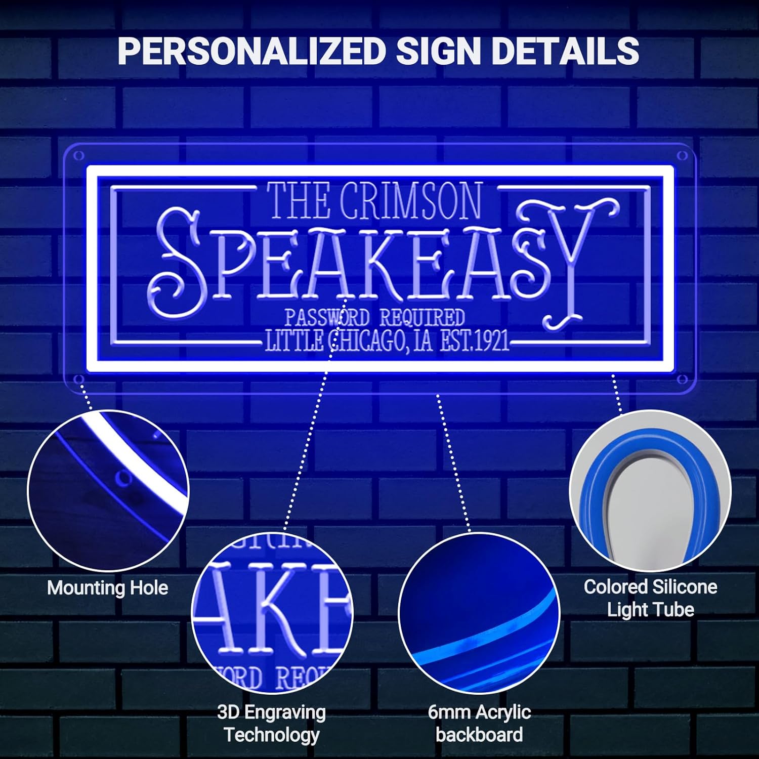 Custom Speakeasy Bar Neon Sign for Wall Decor, Personalized LED Name Home Bar Neon Light for Men Dad Gifts, Dimmable Customized Light Up Signs for Man Cave Lounge Basement Pub Tavern Bistro Business