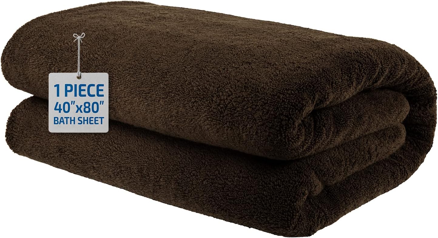 2 Washcloths, 2 Hand Towels, 2 Bath Towels, Soft & Absorbent 600 GSM Premium Hotel & Spa Quality 6 Piece Genuine Turkish Cotton Bathroom Towel Set, Aqua Blue (40x80 Bath Sheet, Brown)