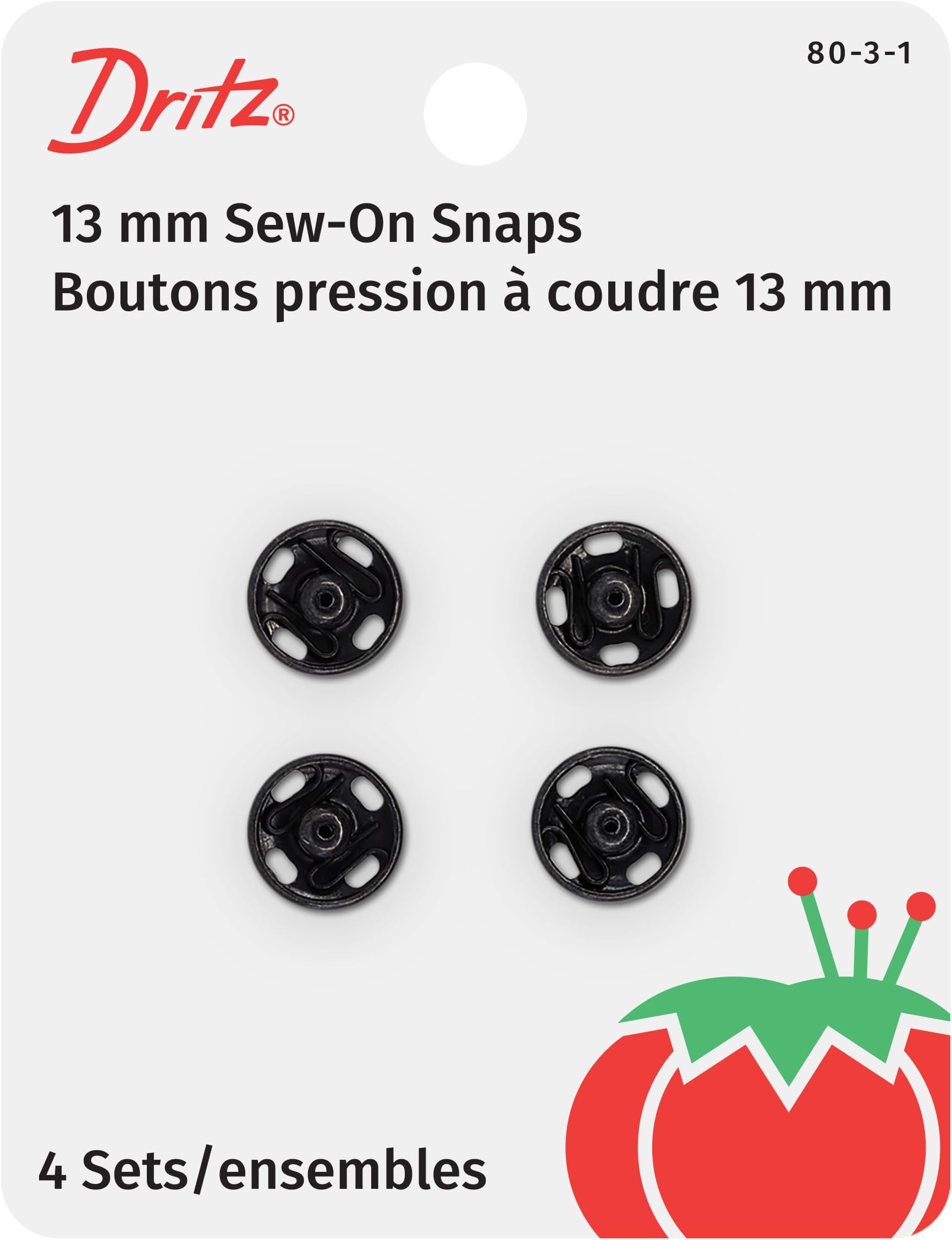 Dritz(R Black Sew-On Snaps - Size 3 4/Pkg