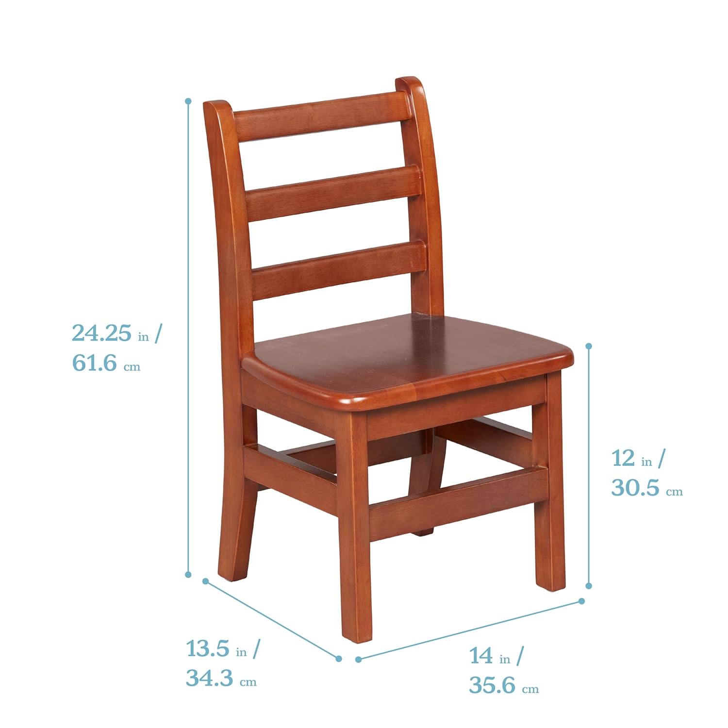 ECR4Kids 30in D Round Hardwood Table and Chair Set, 12in Seat Height, Kids Furniture, Dark Walnut, 3-Piece