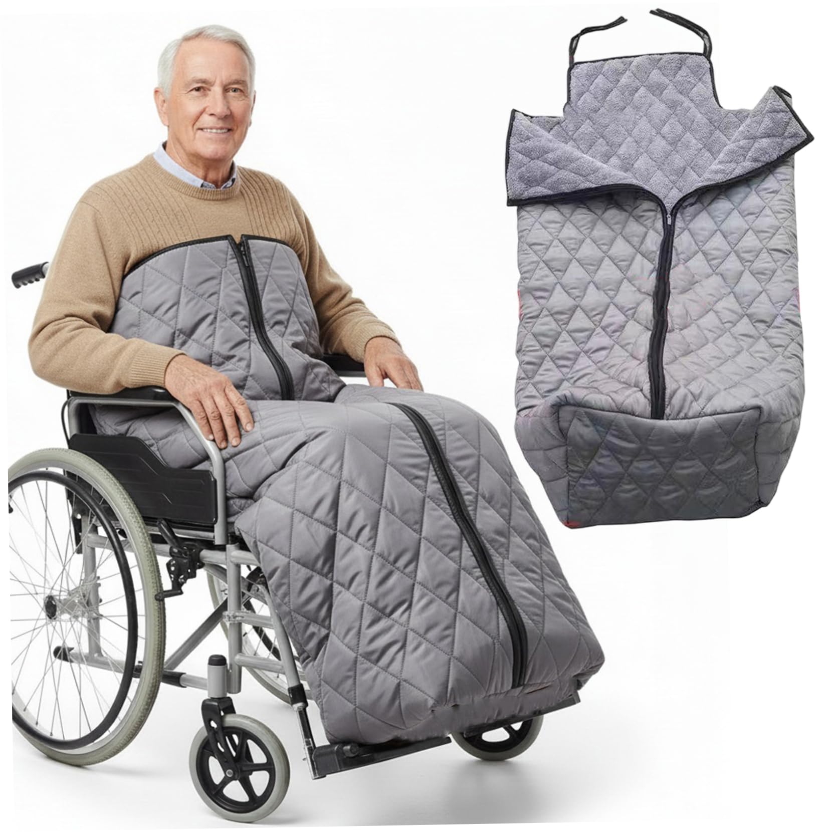 Syglawnd Wheelchair Leg Cover, Warm Blankets for Winter Thicken Warm Fleece-Lined Wheelchair Blanket Windproof Cozy Leg Cover with Zipper for Elderly Patients and Disabled