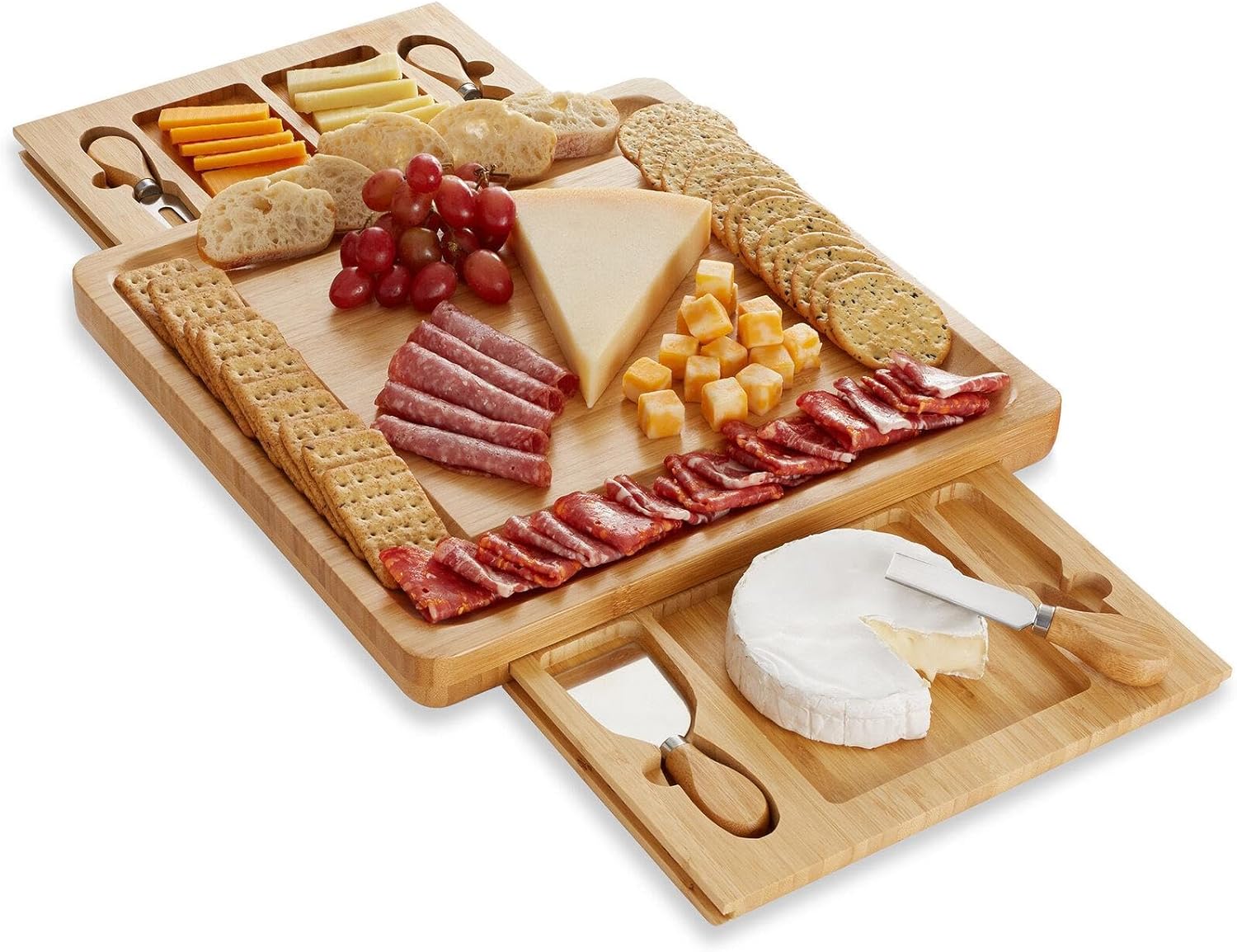 for Bamboo Cheese Cutting Board Charcuterie Tray and Gift Set