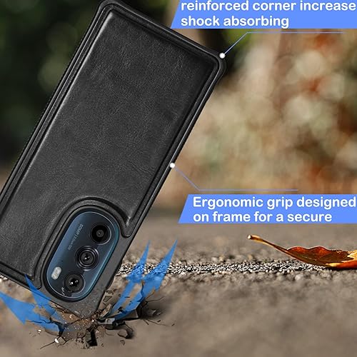 Miniatura 5 de Tekcoo Funda tipo cartera para Motorola Edge+ 2022  Moto Edge Plus 5G UW 2022  Edge 30 Pro  X30  XT2201 Funda de piel sintética para tarjetas de