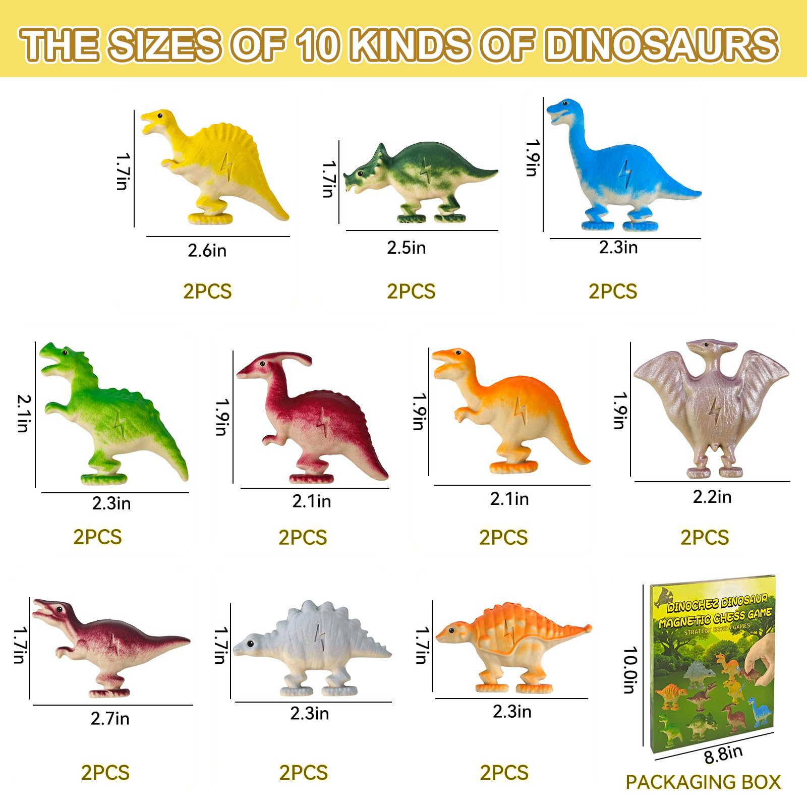 Magnetic Dinosaur Chess Game for Kids, 20 Pcs Board Game with Adjustable String & Storage Pouch - Image 3