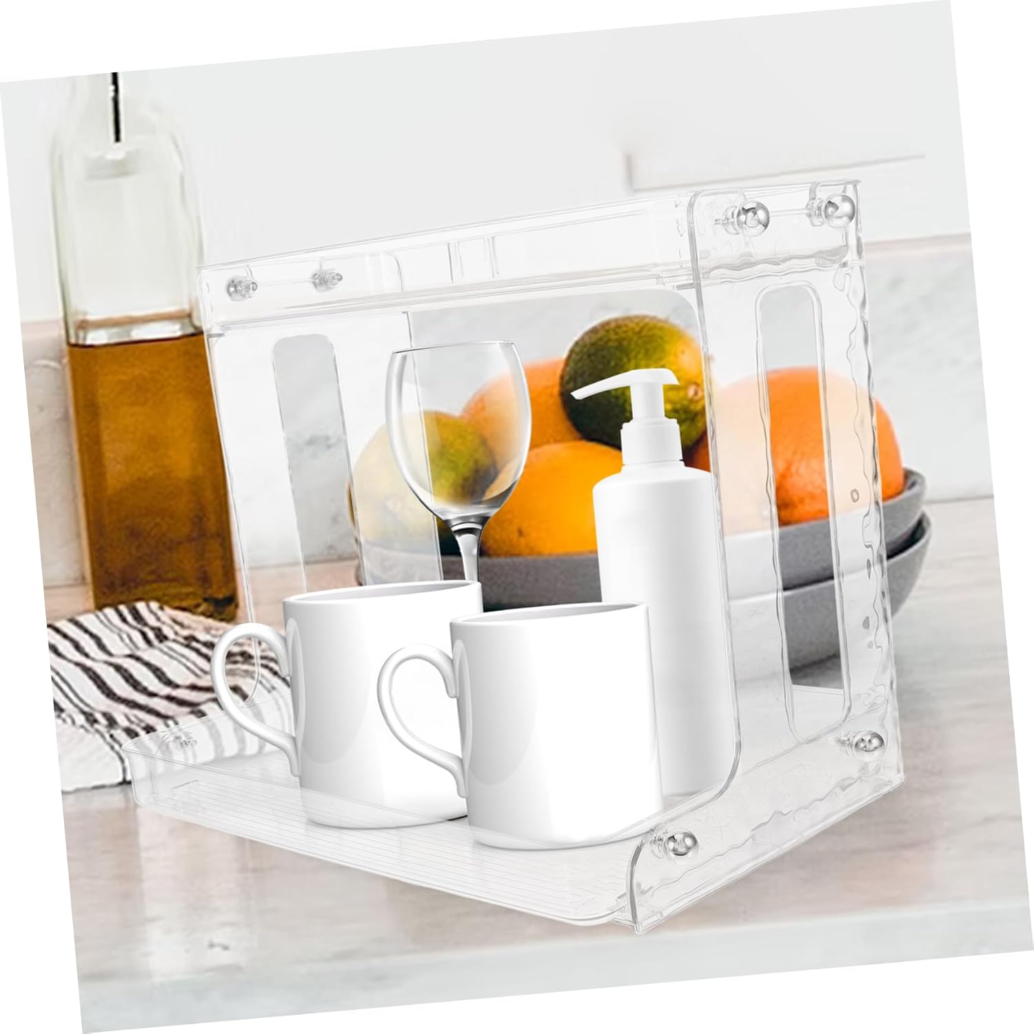 Double Cup Storage Holder Versatile Desktop Organizer for Kitchen Office Space-Saving Shelf for Coffee Mugs Skincare Stylish Home Storage Rack
