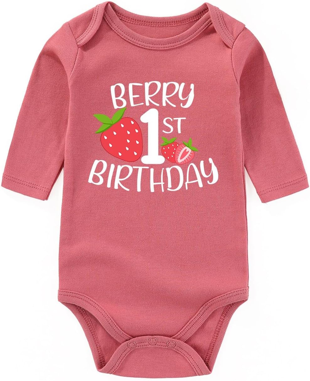 Berry Sweet One Birthday Outfit Girl Baby Clothes Funny newborn Bodysuits First birthday