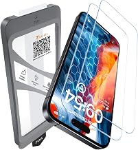 TAURI 2 Pieces Tempered Glass Film for iPhone 15 Pro Max 6.7 Inches, Automatic Dust Removal, 9H Hardness Protective, Bubble Free