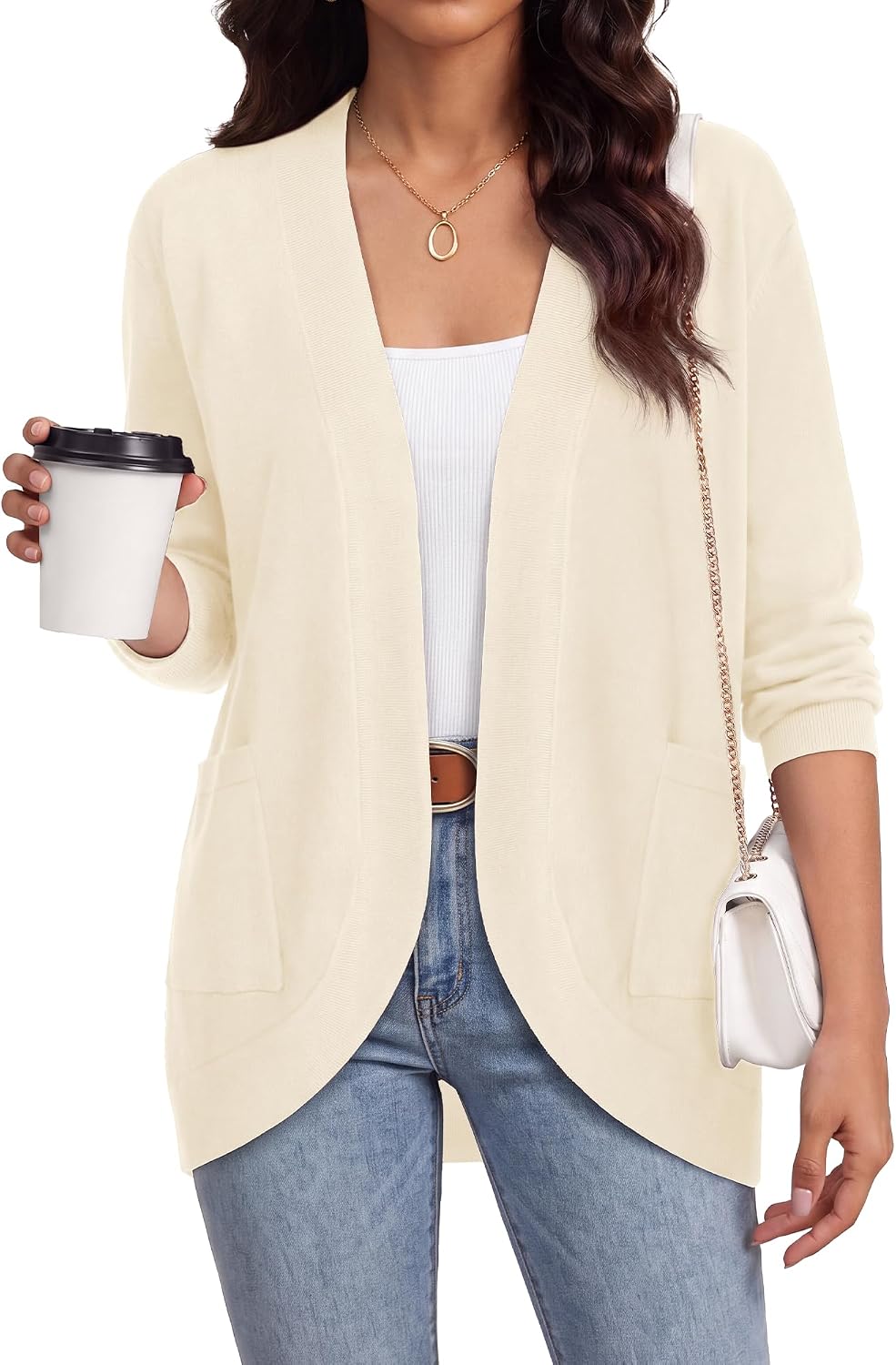LILBETTER Long Sleeve Cardigans for Women Open Front with Pockets