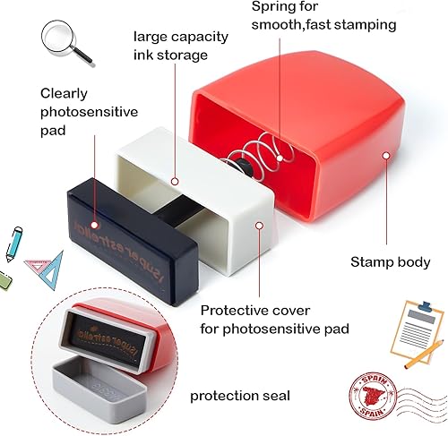 Miniatura 10 de Qilery 8 sellos para profesores de español, sellos de goma autoentintados para profesores, sellos de motivación para la escuela, sello de