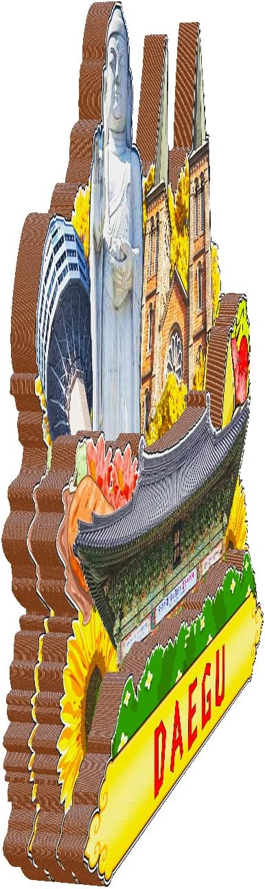 Daegu South Korea Fridge Magnet 3D Classic Wooden Refrigerator Magnets Landmark Handmade Craft Travel Souvenir Gift Collection Decoration -1064 image 2