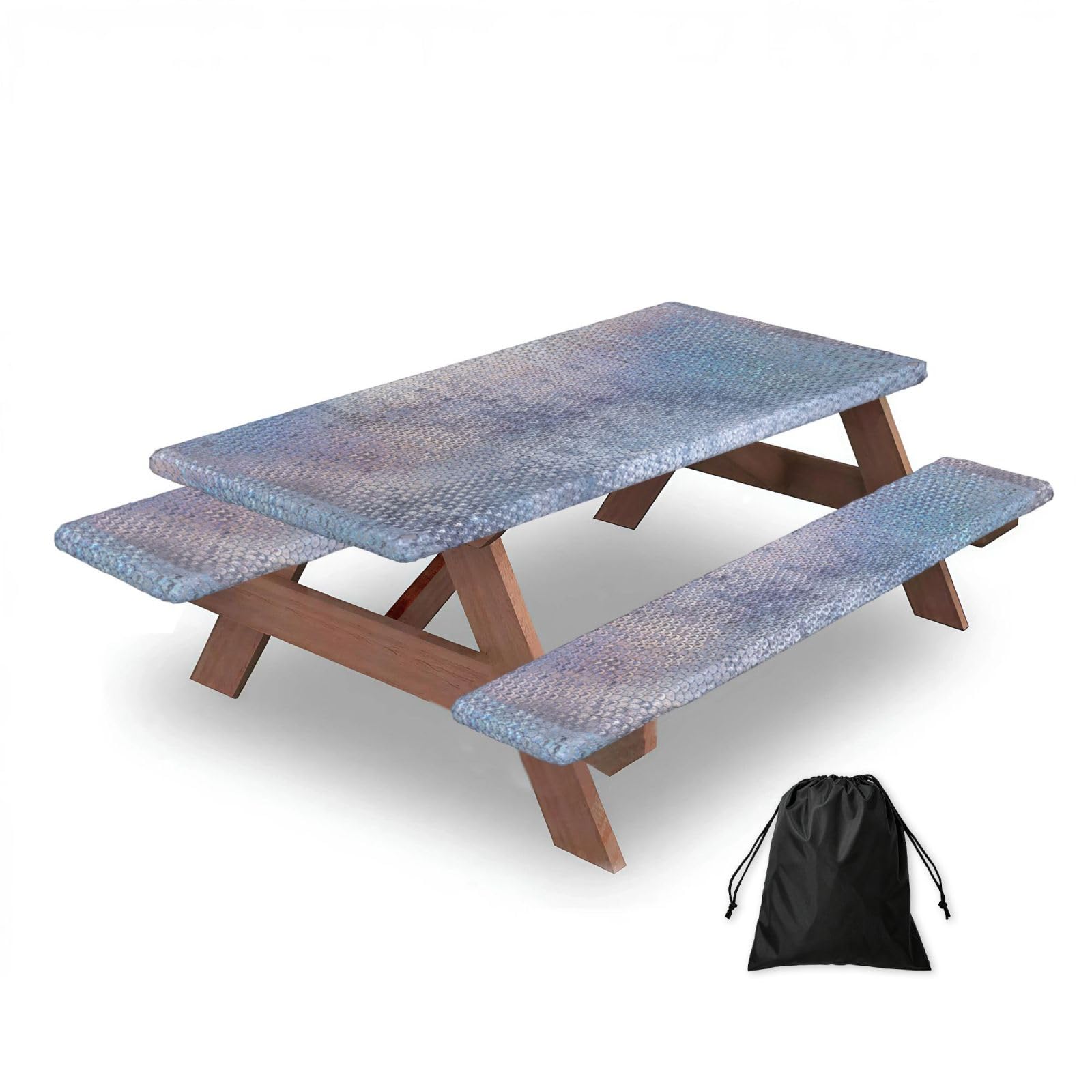 Dopklna As Picture Glitter Sparkles Shimmer Printing, Picnic Table Cover With Bench Covers -Waterproof Elastic Fitted Tablecloth For Garden Camping Patio 76X152cm