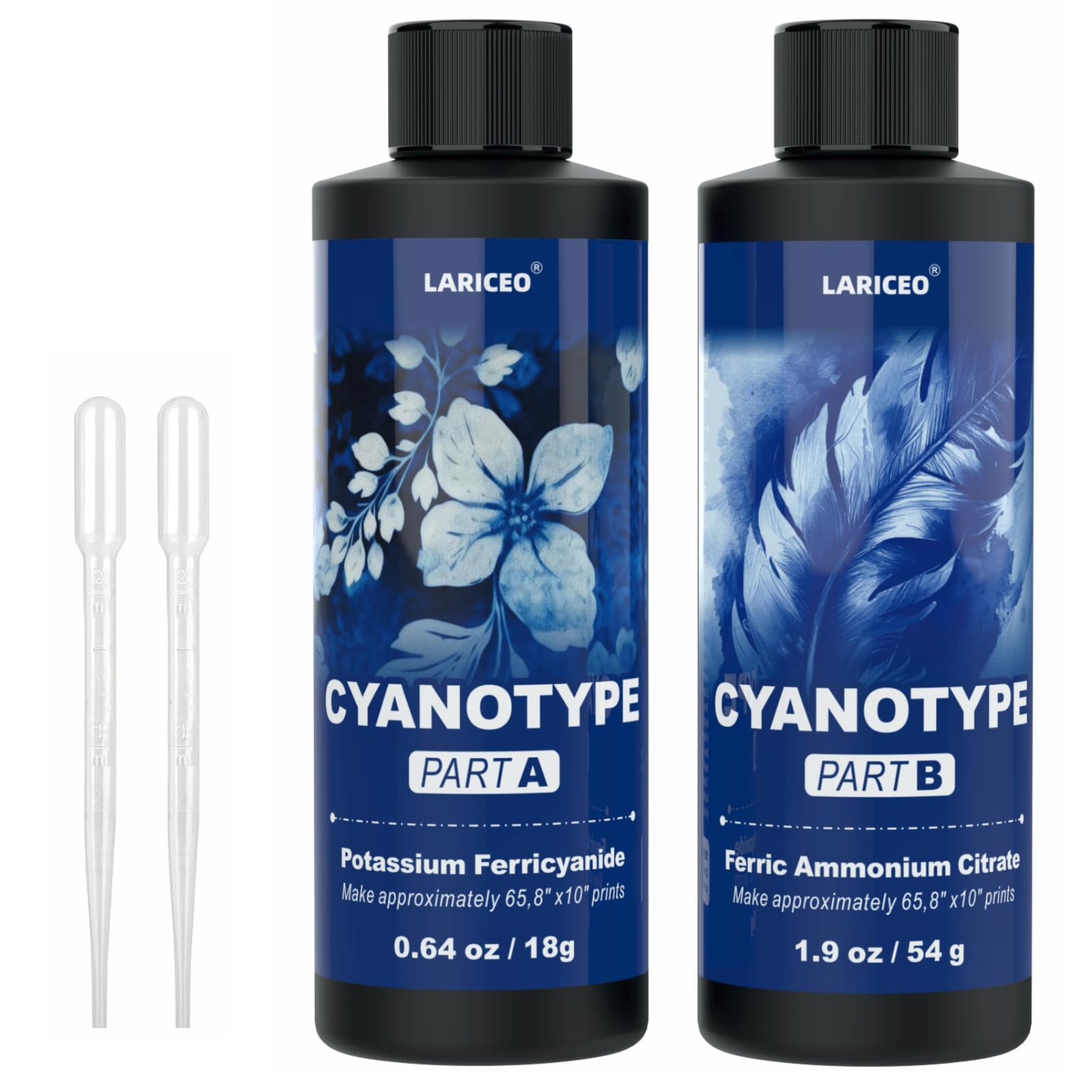 Cyanotype Kit, 16oz Cyanotype Chemicals Sensitizer Set with 2 Droppers, Sun Printing Kit for Beginners and Artists, Easy to Store Blue Solution Dye for Photographic Blueprints on Paper and Fabric Cyanotype kit-1