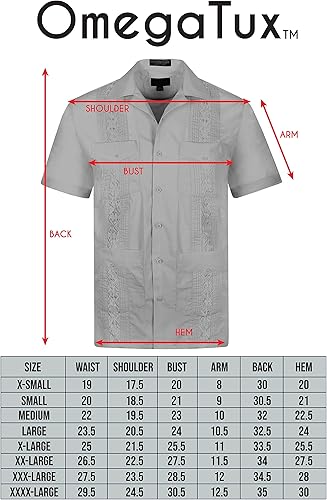 Miniatura 2 de OmegaTux Omega Cuban Guayabera - Camisa de manga corta, puros de boda, playa, barman casual