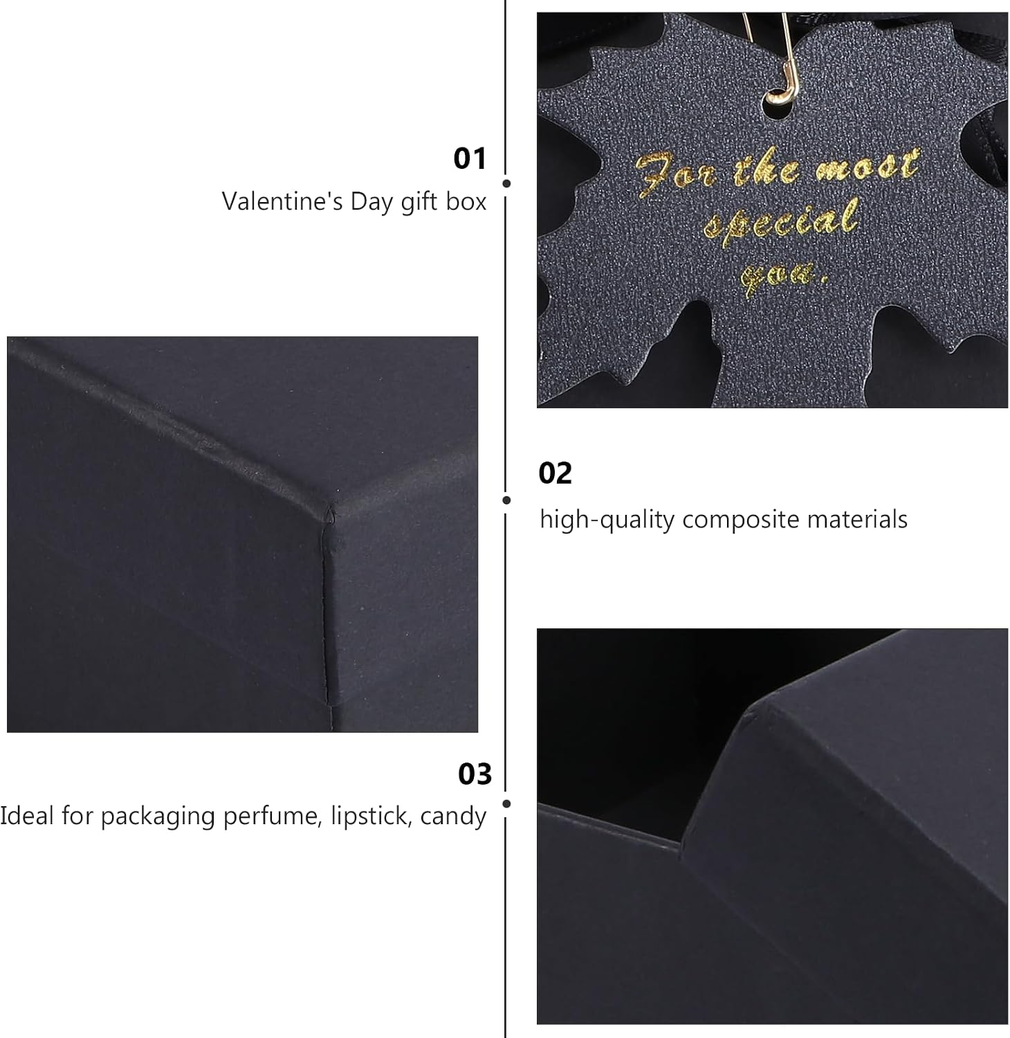 Alipis Black Paper Gift Box with Ribbon, Festive Xmas Party Holder image 4