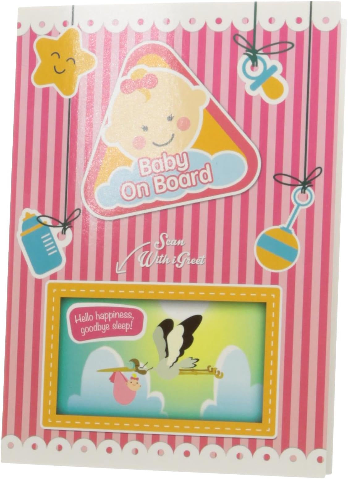 Augmented Reality Greeting Card: Baby Onboard, Girl