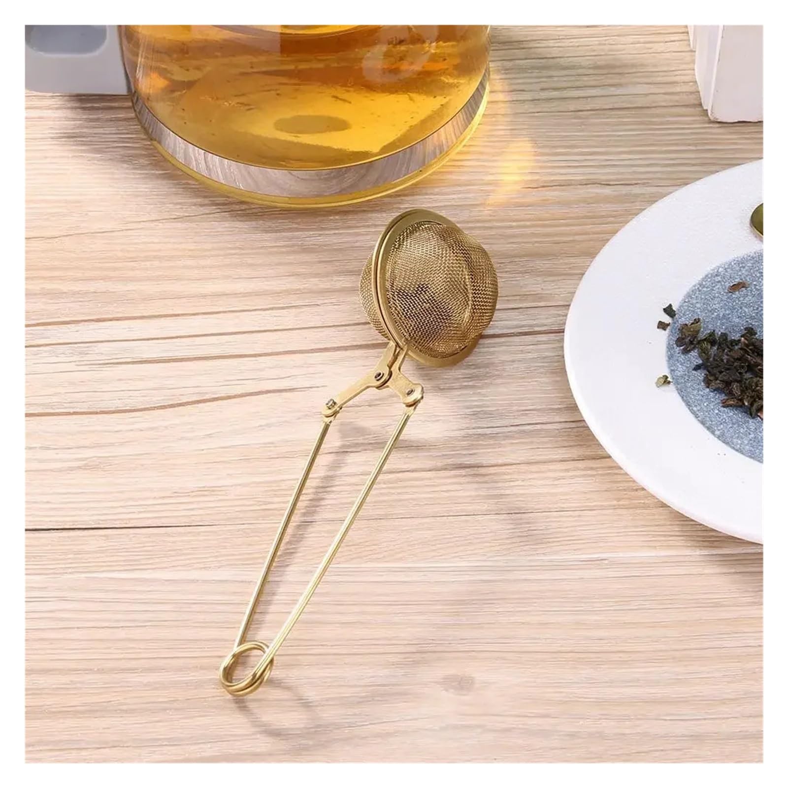 Edelstahl Teesieb Gold Edelstahl Tee-ei Kugel Mesh Sieb Herb Spice Filter Kreative Griff Löffel(10PCS)