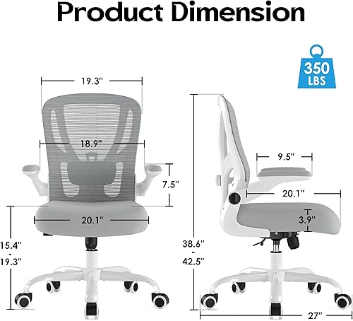 Miniatura 3 de Silla de oficina ergonómica de escritorio, silla de malla para computadora, silla de trabajo transpirable con ruedas, soporte lumbar ajustable,