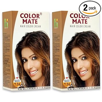 Color Mate Hair Color Cream, Golden Brown, 130ml (Pack of 2)