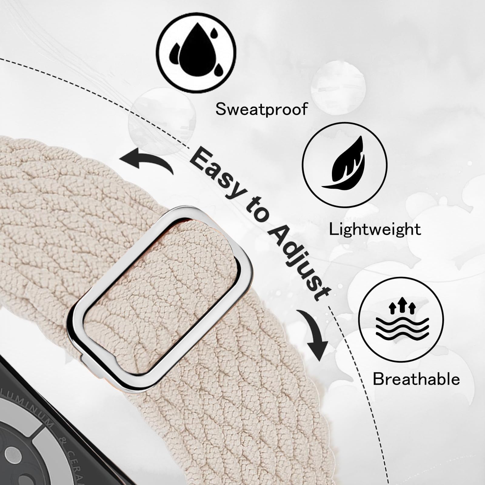 URCHUZE 5 Pack Braided Solo Loop Compatible with Apple Watch Straps 40mm 38mm 41mm for Women Men Adjustable Nylon Stretchy Elastic Sport Replacement Band for iWatch SE Series 9 8 7 6 5 4 3 2 1 Ultra - Image 4