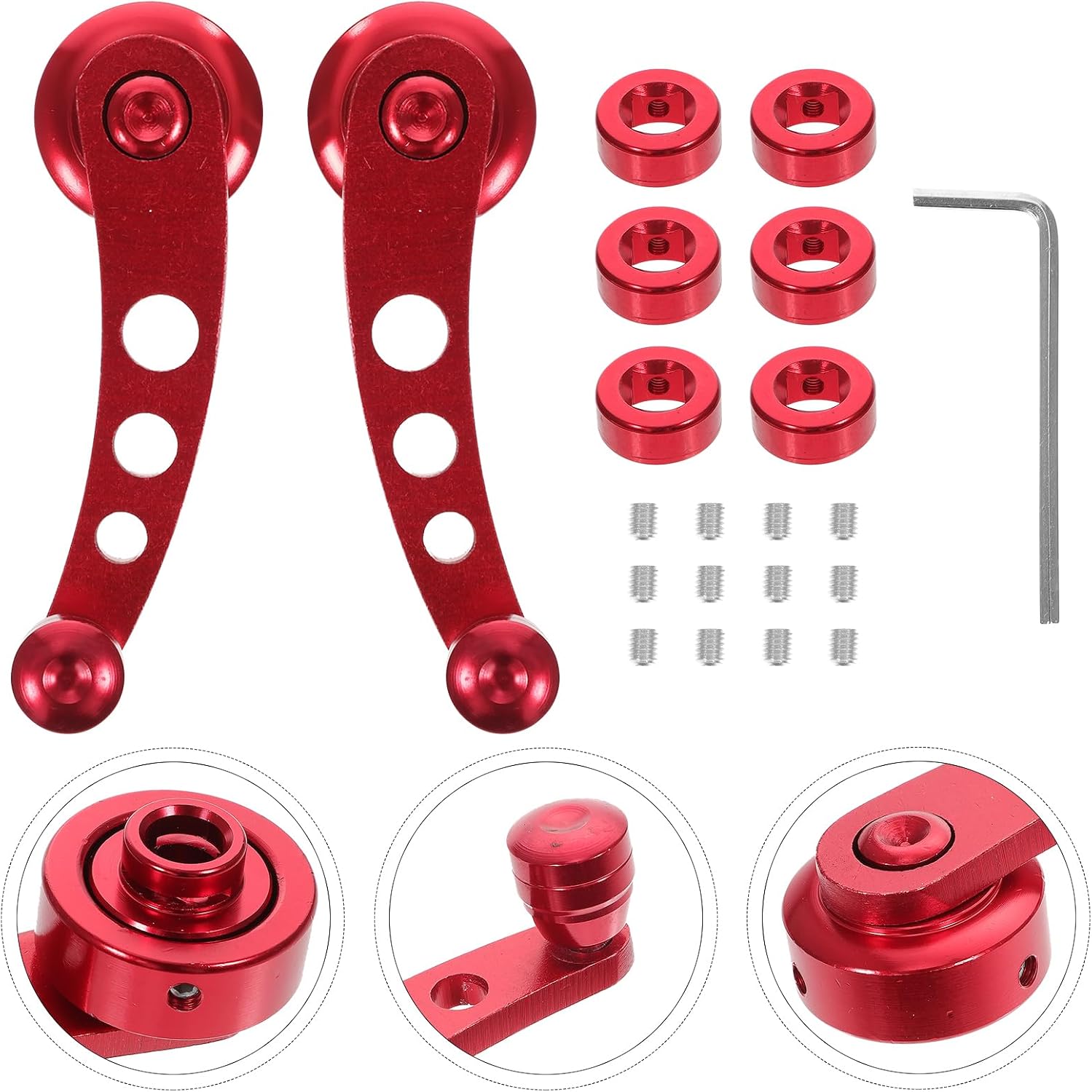 Car Window Shake Handle Universal Window Crank Handle Set for Manual Doors Replacement Car Door Crank with 3 Adapters Mounting Hardware 4.33 X 1.69 X 1.45 in