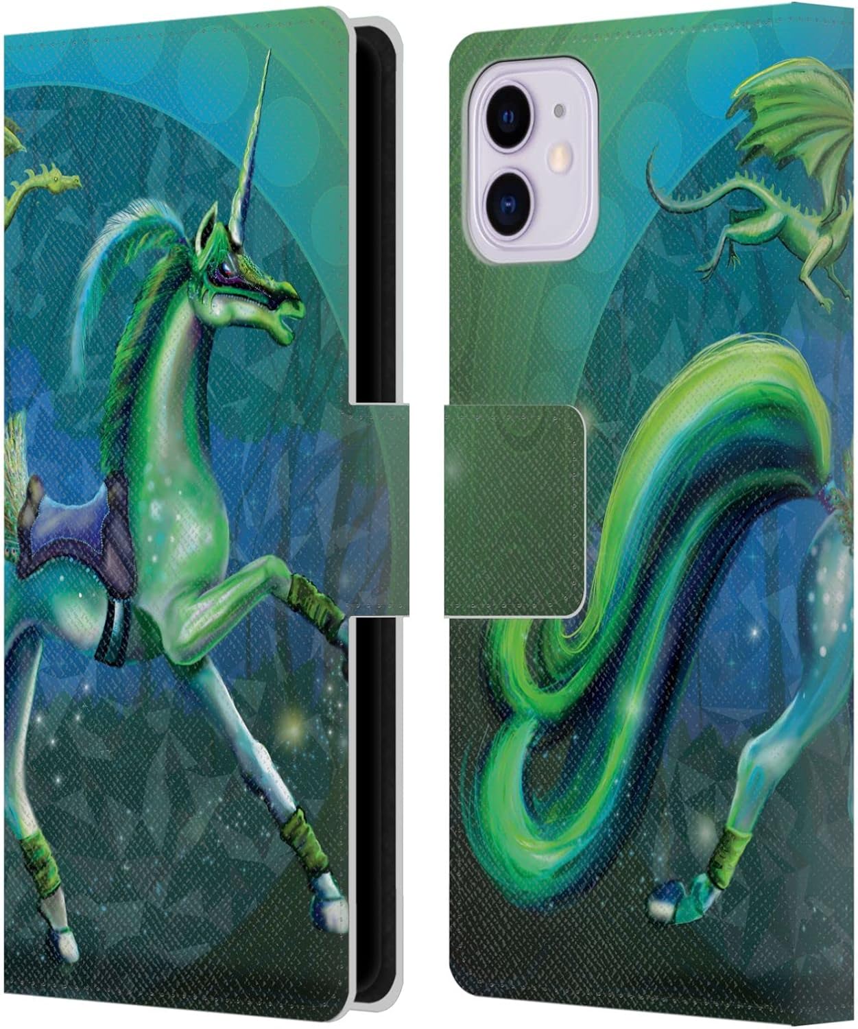 Head Case Designs Officially Licensed Rose Khan Lilac Purple Butterfly Unicorns Leather Wallet Case Compatible with Apple iPhone 11