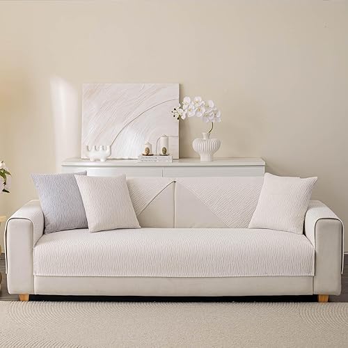 Miniatura 6 de Funda de felpilla suave e impermeable, lavable, funda antideslizante para sofá modular de 3 cojines, funda para sofá de 3 plazas, funda para sofá L