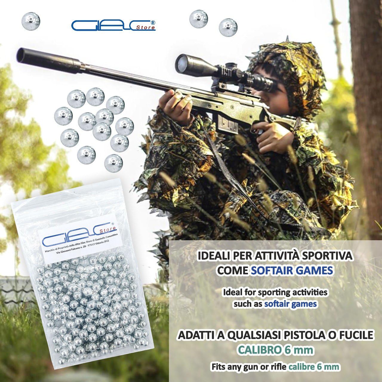 250 Pz Pallini in Acciaio Metallo da 6 mm per Softair Soft Air Pistole Fucili 0,80 Grammi Calibrati per Airsoft