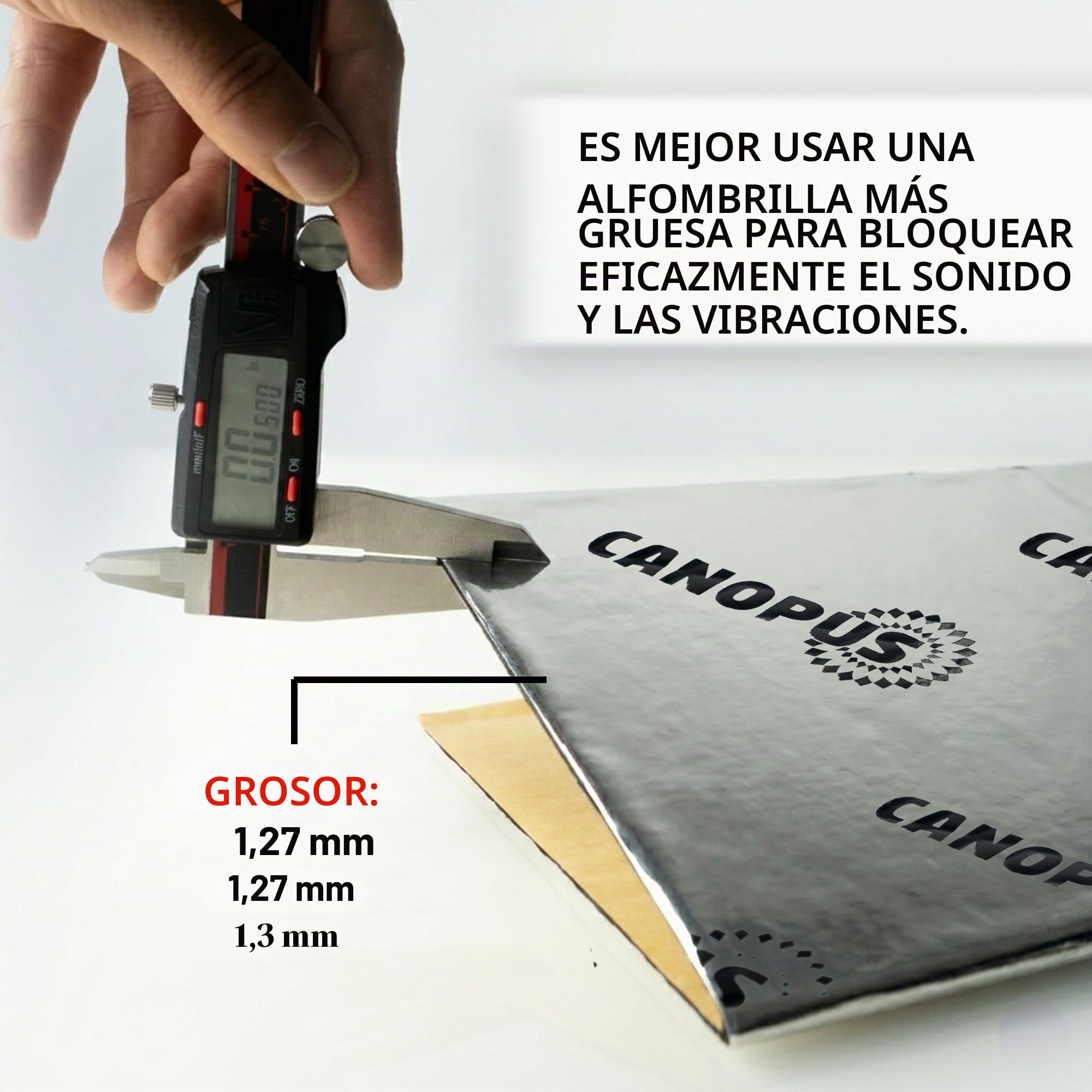 CANOPUS Profesional Autoadhesivo Tapete de Amortiguación de Sonido de Butilo, Grosor 1.3mm, 10sqft, Paquete de 10 hojas, Aislante Acustico Coche, Insonorizacion Coche, Butyl Sound Deadening Mat, Plata