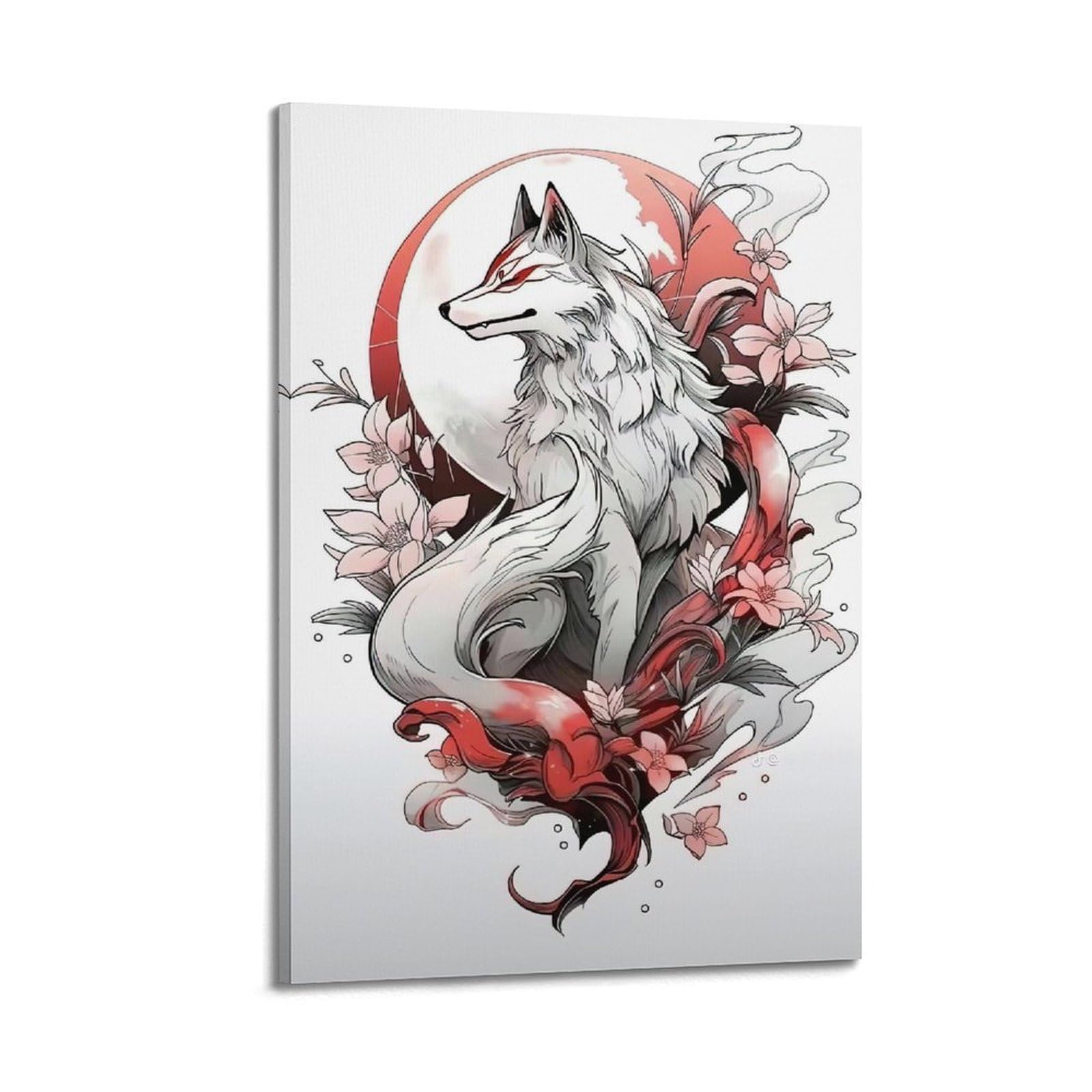 WZKTCL Animal Poster Red Eyed Wolf Shadow Poster Decorative Painting Canvas Wall Posters And Art Picture Print Modern Family Bedroom Decor Posters 20x30inch(50x75cm)