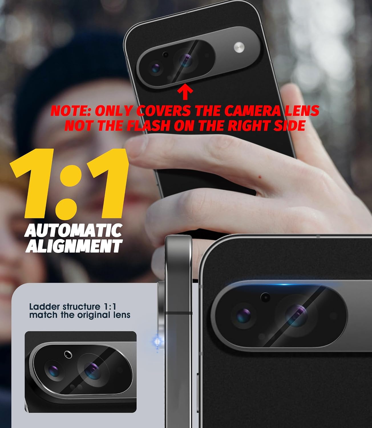Orzero (3 Pack) Camera Lens Protector Compatible for Google Pixel 9 (6.3 inch) Protector de Cámera Case Friendly Tempered Glass 9H High Definition Microphone Cutout Anti-Scratch