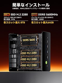 GMKtec K12 Mini PC, AMD Ryzen 7 H 255, Faster than 8745HS 8 Core 16 Threads, Up to 4.9GHz, 32GB DDR5+1TB NVMe SSD, PCIe4.0×4 Expansion Support, OCulink, Dual 2.5G LAN, HDMI2.1/DP1.4/USB4, 4 Screen