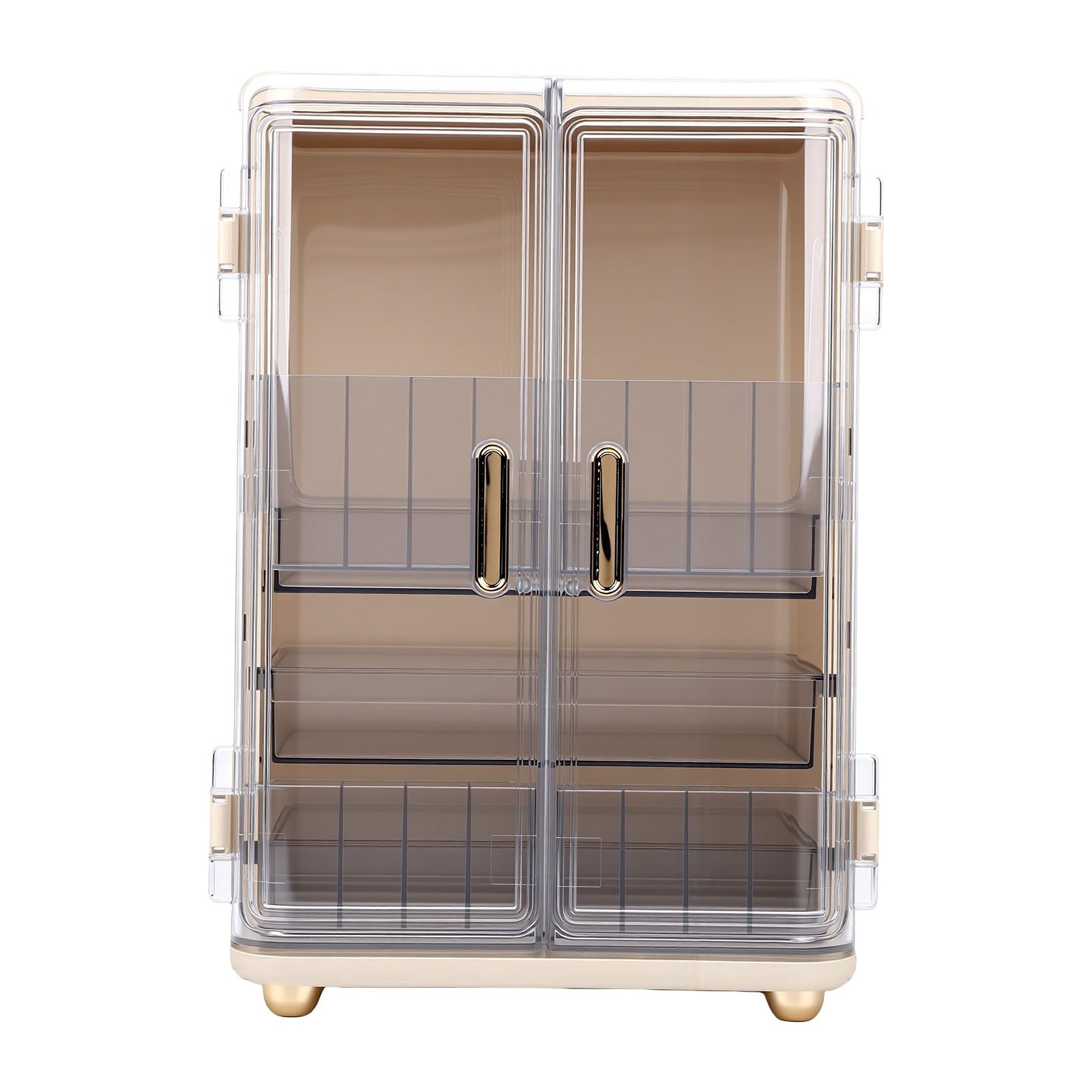 Generic Organizer do Pielęgnacji Skóry Przezroczyste, 3-poziomowe Pudełko do Przechowywania Kosmetyków z Gładkimi Szufladami Komody łazienkowej 15,4 * 10,9 * 8,5 Cala