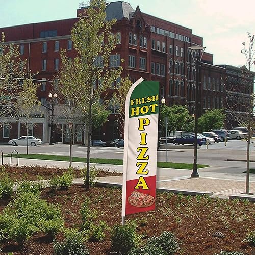 Miniatura 4 de Kit de bandera y poste publicitario de plumas Fresh Hot Pizza Swooper - Perfecto para restaurantes, camiones de comida, festivales y eventos
