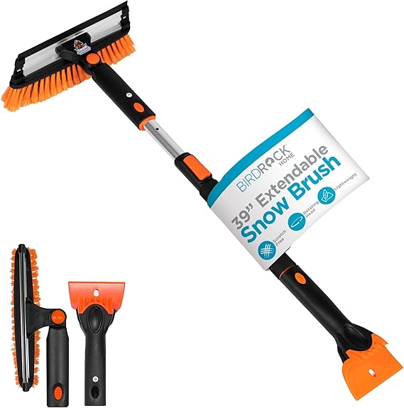 39" Extendable Snow Brush with Squeegee & Ice Scraper | Foam Grip | Auto Snow Brush | Auto Ice Scraper | Car Truck SUV