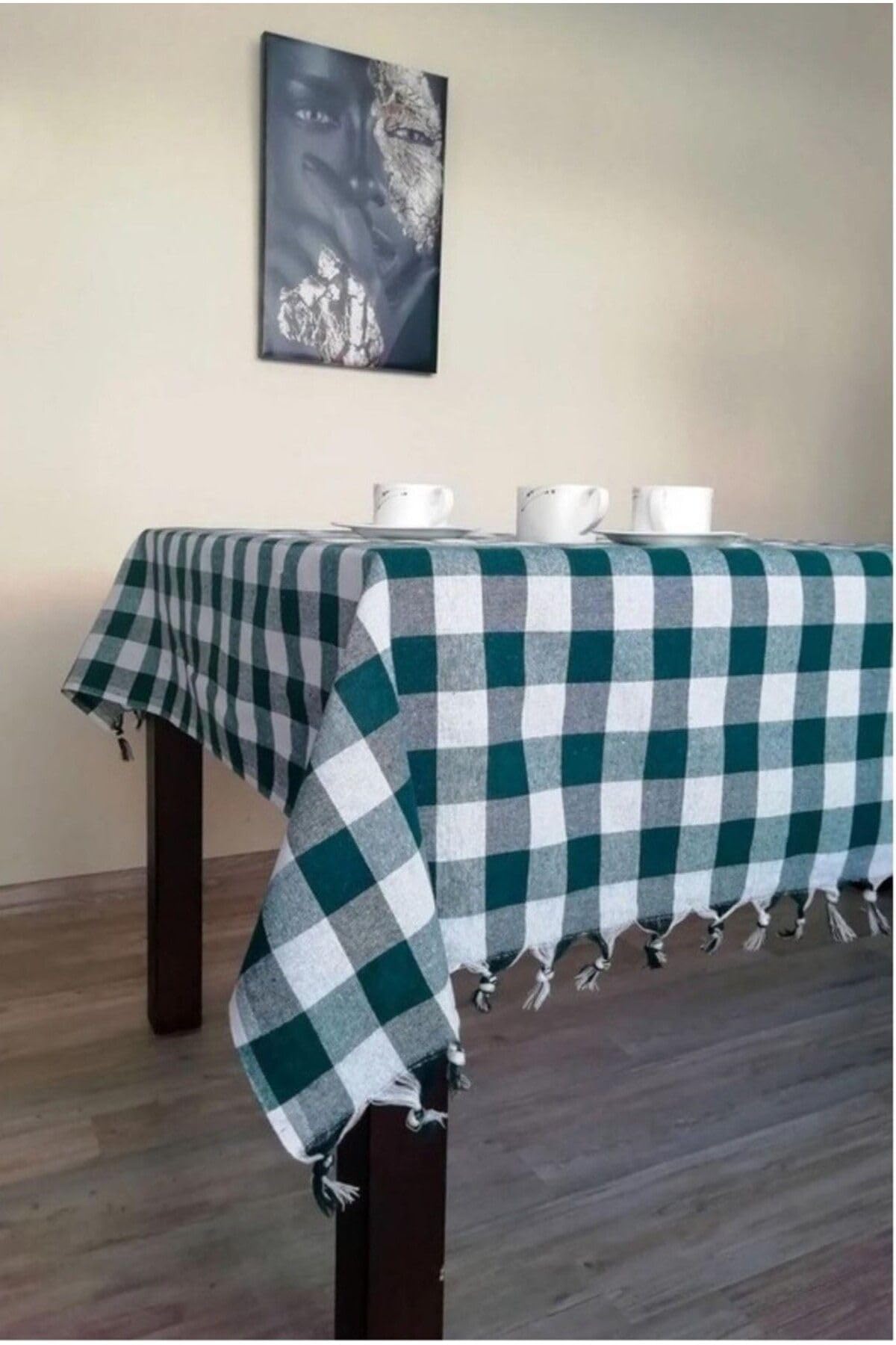 DENİZLİ ÇEYİZ Çok Amaçlı Piknik Masa Örtüsü Sofra Bezi Yeşil 150x150 Yeşil