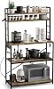 JUMMICO Backers Rack with Power Outlet, 39.4 W Kitchen Microwave Stand with 8 S-Shaped Hooks, 5 Tiers Coffee Bar Station Storage Shelf for Spices, Pots, Rustic Brown