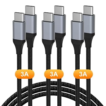 USB C to USB C Cable 60W 3-Pack 3ft/6ft/6ft, Type C Nylon Braided Charging Cord for 17 16 15 Plus, Pro Max,iPad, MacBook, Galaxy S25 S24 23, Switch, and More