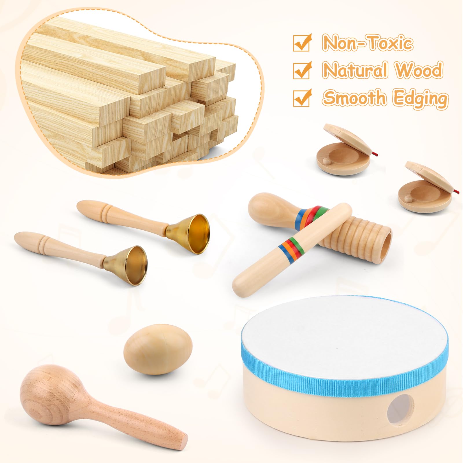 Batterie Jouet 9 En 1 En Bois - Instrument De Musique éducatif Pour Enfants 4-6 Ans, Cadeau Montessori