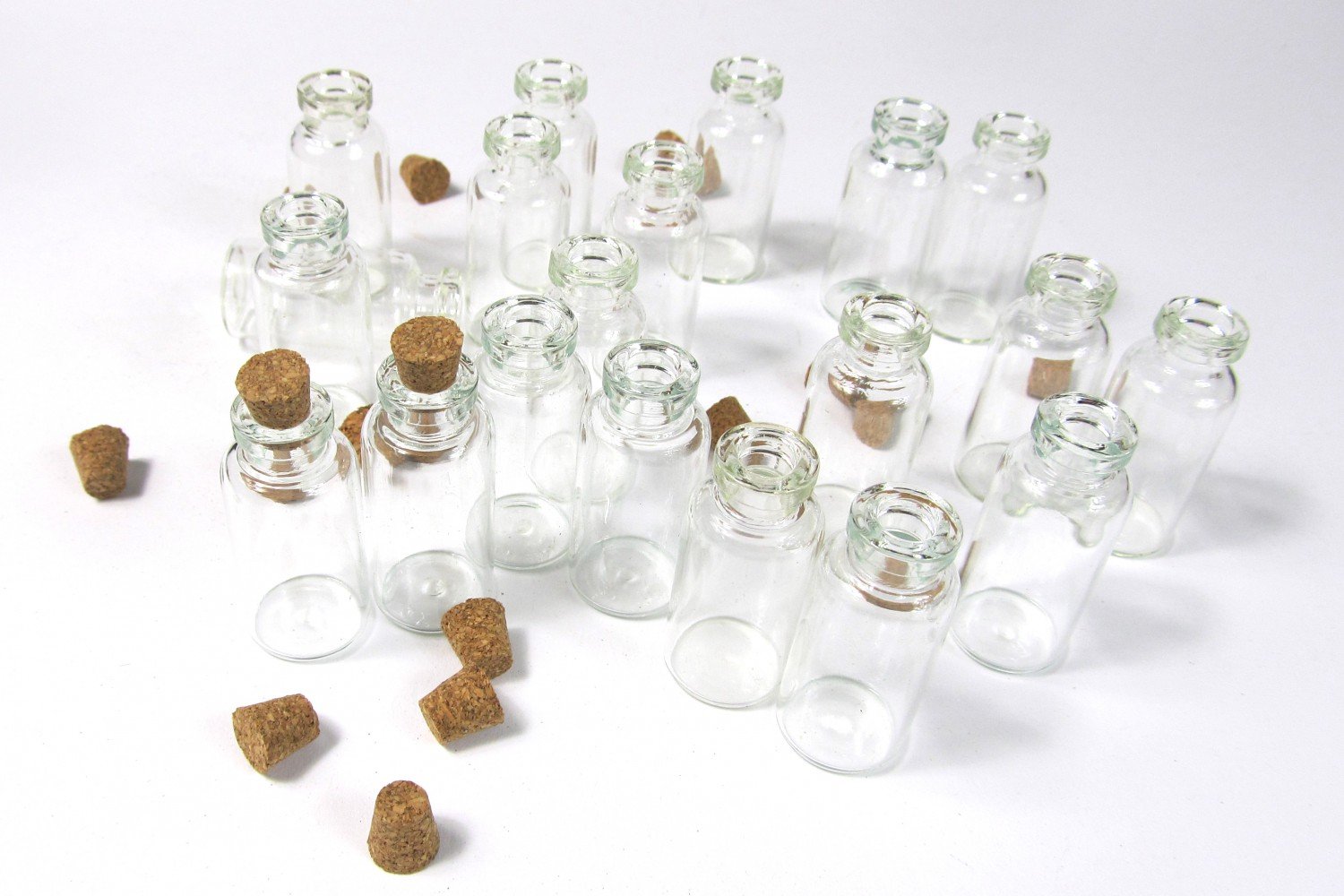 Miniblings 20X Mini Bottles Corks Storage Jar Glass Mini 40mm Doll House Dolls House, Multicolor - Image 3